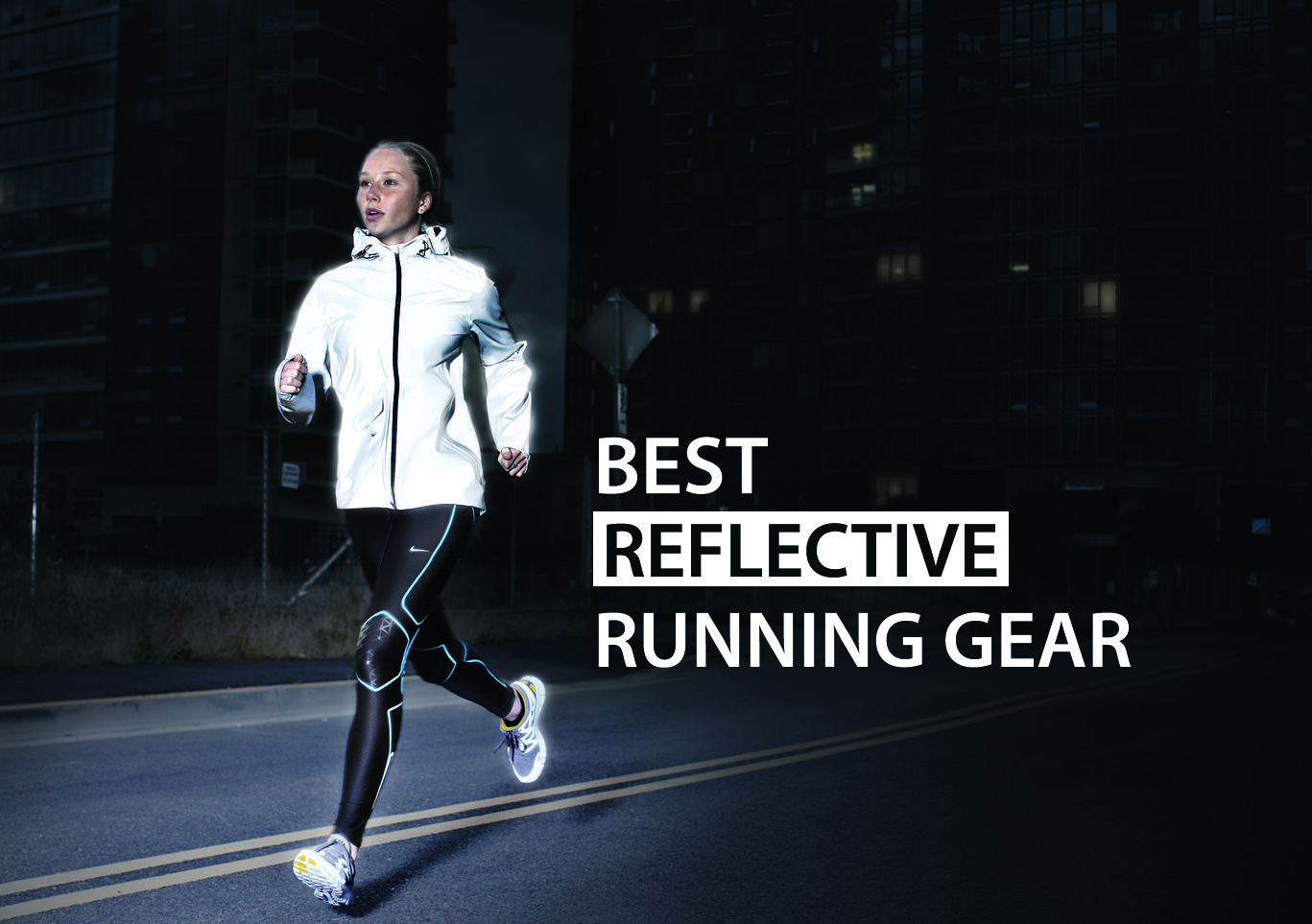 a women is running with reflective running gear
